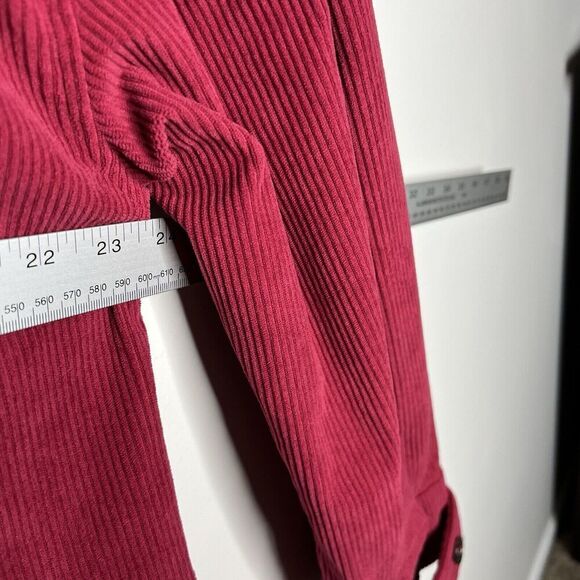 Avec Les Filles Jacket Shirt Shacket Red Corduroy Size L Button Front Boxy - Picture 11 of 12